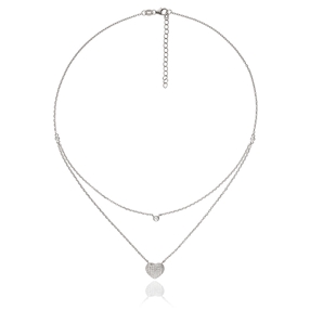 Fashionably Silver Stories Rhodium Plated Short Necklace-